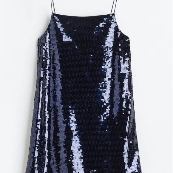 H&M Sequined Dress in Navy Blue Size XL - Picture 2 of 5